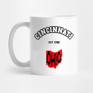 🐱‍👤 Cincinnati Ohio Strong, Black and Red Map, 1788, City Pride Mug